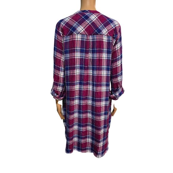 Max Jeans Button Down Flannel Shirt Dress with Pockets Large - Picture 5 of 7